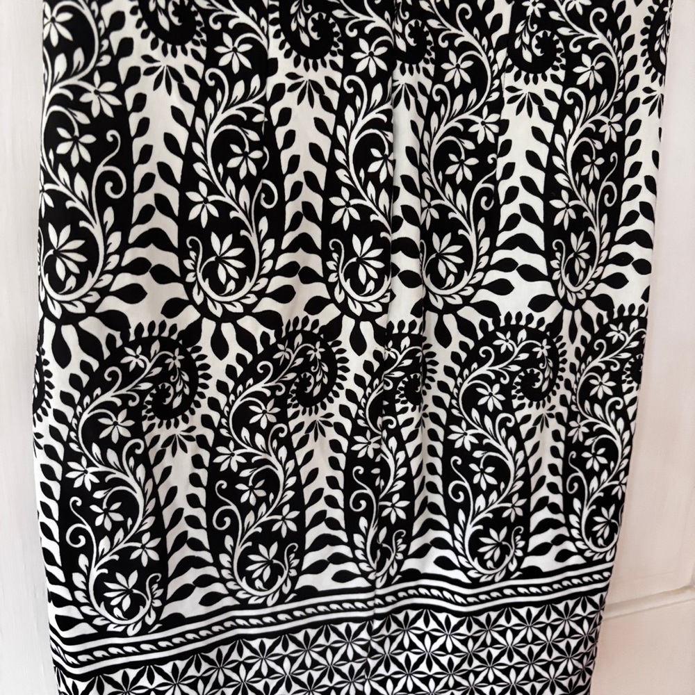 Talbots Monochromatic Elegant Black White Paisley Patterned Dress Size Medium - Picture 9 of 12